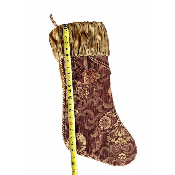 Villa Bacci Velvet Gold Quilted Paisley Patch Vintage Christmas Stocking - Picture 7 of 10